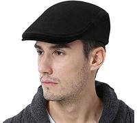 WETOO Casquette Beret Homme Reglable Plate Vintage Lvy Chapeau - Chasse Casquette Camionneur Chapeau, Noir, Taille Unique