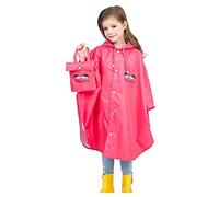 Wetry Poncho Pluie Enfant Cape de Pluie Manteau Imperméable Fille Garçon Veste Anti Pluie Léger Respirant et Réutilisable pour 75-170cm