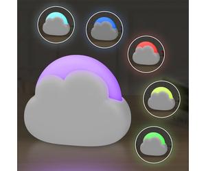 Wetry Veilleuse Enfant Nuage Rechargeable, Blanc | Changement de couleur, intensité réglable, minuterie de 45 minutes, bouton-poussoir, à suspendre, compact, portable