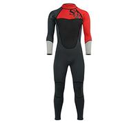Wetsuit for Men 3mm Neoprene Full Length UV Protection Diving Suits Back Zipper One Piece Swimsuit for Diving Surfing Kayaking Water Sports (Black Red XL)