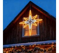 Wettal Étoile de Noël de Bethléem à DEL à suspendre pour crèche de Noël, décoration murale, fenêtre, porche, décoration murale (109 cm, blanc, lumière chaude)