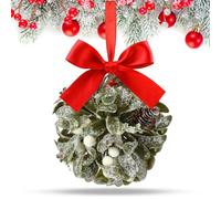 Wettarn Boule de gui de Noël avec baies à suspendre pour porte, maison, sapin de Noël, 25,4 cm (rouge, 1 pièce)