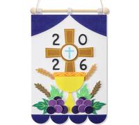 Wettarn Kit de bannière de première communion pour garçons et filles - 22,9 x 30,5 cm - Artisanat religieux catholique chrétien en feutre à faire soi-même - Bannière de communion pour enfants