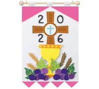 Wettarn Kit de bannière de première communion pour garçons et filles - 22,9 x 30,5 cm - Artisanat religieux catholique chrétien en feutre à faire soi-même - Bannière de communion pour enfants