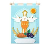 Wettarn Kit de bannière de première communion pour garçons et filles - 22,9 x 30,5 cm - Artisanat religieux catholique chrétien en feutre à faire soi-même - Bannière de communion pour enfants
