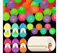 Wettarn Lot de 24 œufs de Pâques de résurrection avec boules rebondissantes phosphorescentes en plastique - Cadeau religieux - Jésus en caoutchouc - Boules rebondissantes - Cadeau religieux