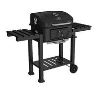 Wetterstein® Barbecue à charbon de bois XXL avec grand plateau double, poignée en acier inoxydable, thermomètre, surface revêtue par pulvérisation et divers détails