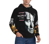 WETUIPEST Johnny Sweat à Capuche Manche Longues Hoodie Sweatshirt pour Hommes Hallyday Motif Imprimé Décontracté Tops Graphic Sweat avec Poches