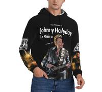 WETUIPEST Johnny Sweat à Capuche Manche Longues Hoodie Sweatshirt pour Hommes Hallyday Motif Imprimé Décontracté Tops Graphic Sweat avec Poches