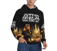 WETUIPEST Johnny Sweat à Capuche Manche Longues Hoodie Sweatshirt pour Hommes Hallyday Motif Imprimé Décontracté Tops Graphic Sweat avec Poches