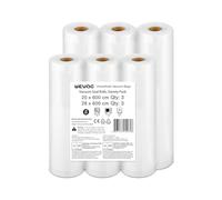 Wevac Lite 6 Rouleaux Sous Vide de 20x600 cm (3) et 28x600 cm (3) sans BPA, Film Pour Machine Sous Vide la Conservation et la Préparation des Aliments, Compatible avec Toutes les Machines Sous Vide