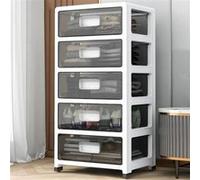 WeValley Tour de rangement - Noir transparent et Blanc - sur roulettes, 5 tiroirs Blanc G