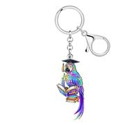 WEVENI Acrylique Livre Perroquet Porte-clés Accessoires Oiseau Cadeaux d'appréciation pour Femmes Filles Enseignants Médecins Principal Porte- Monnaie Charms (Pourpre)