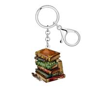 WEVENI Acrylique Livre Porte-clés Lettré Rat de Bibliothèque Cadeaux pour les Lecteurs Amoureux des Livres Femmes Filles Porte-monnaie Charms Sac à dos Accessoires (Chocolat)