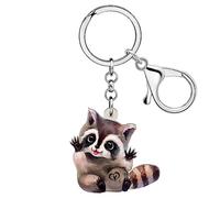 WEVENI Acrylique Mignon Nord Raccoon Porte-Clés Charmes Cadeaux Pour Les Femmes Filles Sac Porte e Voiture (Raton laveur B)