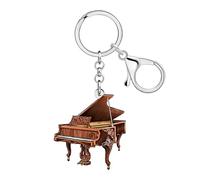 WEVENI Acrylique Piano Porte-clés Cadeaux pour les Amoureux de la Musique Joueurs de Piano Femmes Filles Professeur Sac à dos Accessoires Porte-Monnaie Charms (Café)