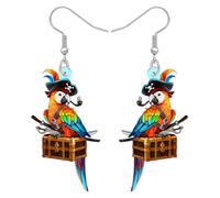 WEVENI Acrylique Pirate Boucles d'oreilles Perroquet Pendentif Oiseaux Tropicaux Bijoux Pirate Accessoires Costume Halloween Oiseaux Cadeaux pour Femmes Filles Maman (Colorée)