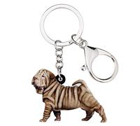 WEVENI Acrylique Shar Pei Chien Porte-clés Bijoux pour les Femme Filles Accessoires de Sac à Main Charm Cadeau (Marron)