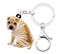 WEVENI Acrylique Shar Pei Chien Porte-clés Bijoux pour les Femme Filles Accessoires de Sac à Main Charm Cadeau (Beige)