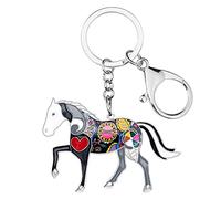 WEVENI Alliage Cheval Running Porte-clés Accessoires Émail Licorne Bijoux pour les Femme Filles Car Wallet Charms (Ebène)