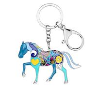 WEVENI Alliage Cheval Running Porte-clés Accessoires Émail Licorne Bijoux pour les Femme Filles Car Wallet Charms (Océan)