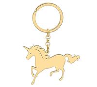 WEVENI Alliage Cheval Running Porte-clés Accessoires Émail Licorne Bijoux pour les Femme Filles Car Wallet Charms (Licorne Or B)