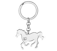 WEVENI Alliage Cheval Running Porte-clés Accessoires Émail Licorne Bijoux pour les Femme Filles Car Wallet Charms (Argent A)