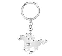 WEVENI Alliage Cheval Running Porte-clés Accessoires Émail Licorne Bijoux pour les Femme Filles Car Wallet Charms (Gris)