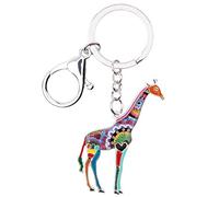 WEVENI Alliage Coloré Girafe Porte-clés Accessoires Bijoux Émail Cadeaux pour les Femme Filles Sac Portefeuille Voiture Charms (Multicolore)