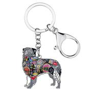 WEVENI Alliage d'Émail Berger Australien Chien Porte-clés Sweet Pet Key Ring Cadeaux pour les Femme Filles Sac Porte-Monnaie de Voiture (Noir)