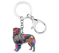 WEVENI Alliage d'Émail Berger Australien Chien Porte-clés Sweet Pet Key Ring Cadeaux pour les Femme Filles Sac Porte-Monnaie de Voiture (Multicolore)