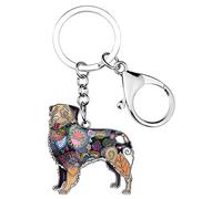 WEVENI Alliage d'Émail Berger Australien Chien Porte-clés Sweet Pet Key Ring Cadeaux pour les Femme Filles Sac Porte-Monnaie de Voiture (Marron)