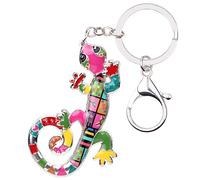 WEVENI Alliage d'Émail LéZard Gecko Porte-clés Bijoux Charms pour les Femme Filles Sac de Voiture Portefeuille (Multicolore)
