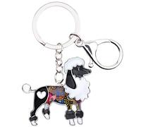 WEVENI Alliage d'Émail Poodle Dog Porte-clés Pet Key Ring Bag Car Wallet Charms pour les Femme Filles (Noir)