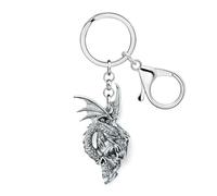 WEVENI Alliage Dragon Skull Porte-clés Vintage Goth Accessoires Halloween Gothique Charms Cool Skull Cadeaux pour Femmes Filles Adolescents Garçons (Argent)