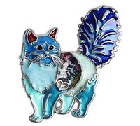 WEVENI Alliage éLéGant Chat Broche Émail Pin Chaton Épingles éCharpe Costume Accessoires pour les Femme Dame Fille Cadeau de FêTe (Bleu)