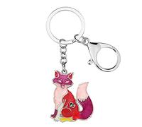 WEVENI Alliage Émail Cartoon Renard Porte-clés Charms Cute Bijoux pour Femme Filles Sac Portefeuille Voiture (Rose)