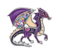 WEVENI Alliage Fantastique Dinosaure Dragon Broche Émail Épingles pour les Femme Dame Fille Mode Cadeau de Bijoux (Lilas)