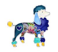 WEVENI Alliage Mignon Caniche Chien Broche Émail Pin Costume Écharpe Decoration De Bijoux Pour Les Filles Femme Cadeaux Vetement (Bleu)