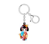 WEVENI Anime Kimono Poupée Japonaise Porte crylique Charms Kokeshi Poupées Porte ccessoires Kawaii Cadeaux pour Femmes Filles Enfant (Rouge)