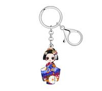 WEVENI Anime Kimono Poupée Japonaise Porte crylique Charms Kokeshi Poupées Porte ccessoires Kawaii Cadeaux pour Femmes Filles Enfant (Multicolore)