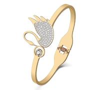 WEVENI Bijoux Cygne Cadeaux pour Femme Filles Cute Cygne Bracelet Brassard Or 18K Plaqué Acier Inoxydable Oie Cygnes Charms (Or)