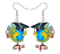 WEVENI Boucles d'oreilles En Acrylique Pour Les Femme Les Filles Et Les Enfants En Vrac (Globe Terrestre)