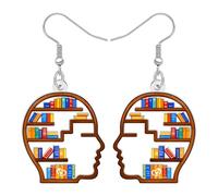 WEVENI Boucles d'oreilles Livres en Acrylique Bijoux de Fin D'études Cadeaux D'appréciation pour Femmes Filles Lectrices Amoureux des Livres Bibliothécaire Lettré (Beige)
