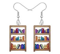 WEVENI Boucles d'oreilles Livres en Acrylique Bijoux de Fin D'études Cadeaux D'appréciation pour Femmes Filles Lectrices Amoureux des Livres Bibliothécaire Lettré (Coloré)