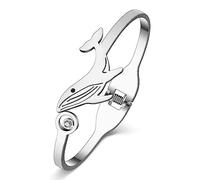 WEVENI Bracelet Pieuvre En Acier Inoxydable Cute Whale Manchette Bracelet En Or 18K Carats Dauphin Bijoux Cadeaux pour les Femme Filles Charms Animaux Marins Accessoires (Baleine Argent)