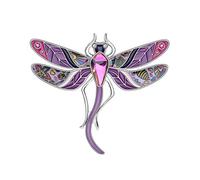 WEVENI Broche en forme de libellule en alliage de cristal et émail pour femme et fille, Zinc