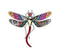 WEVENI Broche en forme de libellule en alliage et cristal - Bijou en émail pour femme et fille, Zinc,