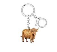 WEVENI Cadeau Ecossais Porte-clés Highland Vache pour Femme，Beige