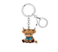 WEVENI Cadeau Ecossais Porte-clés Highland Vache pour Femme，Café